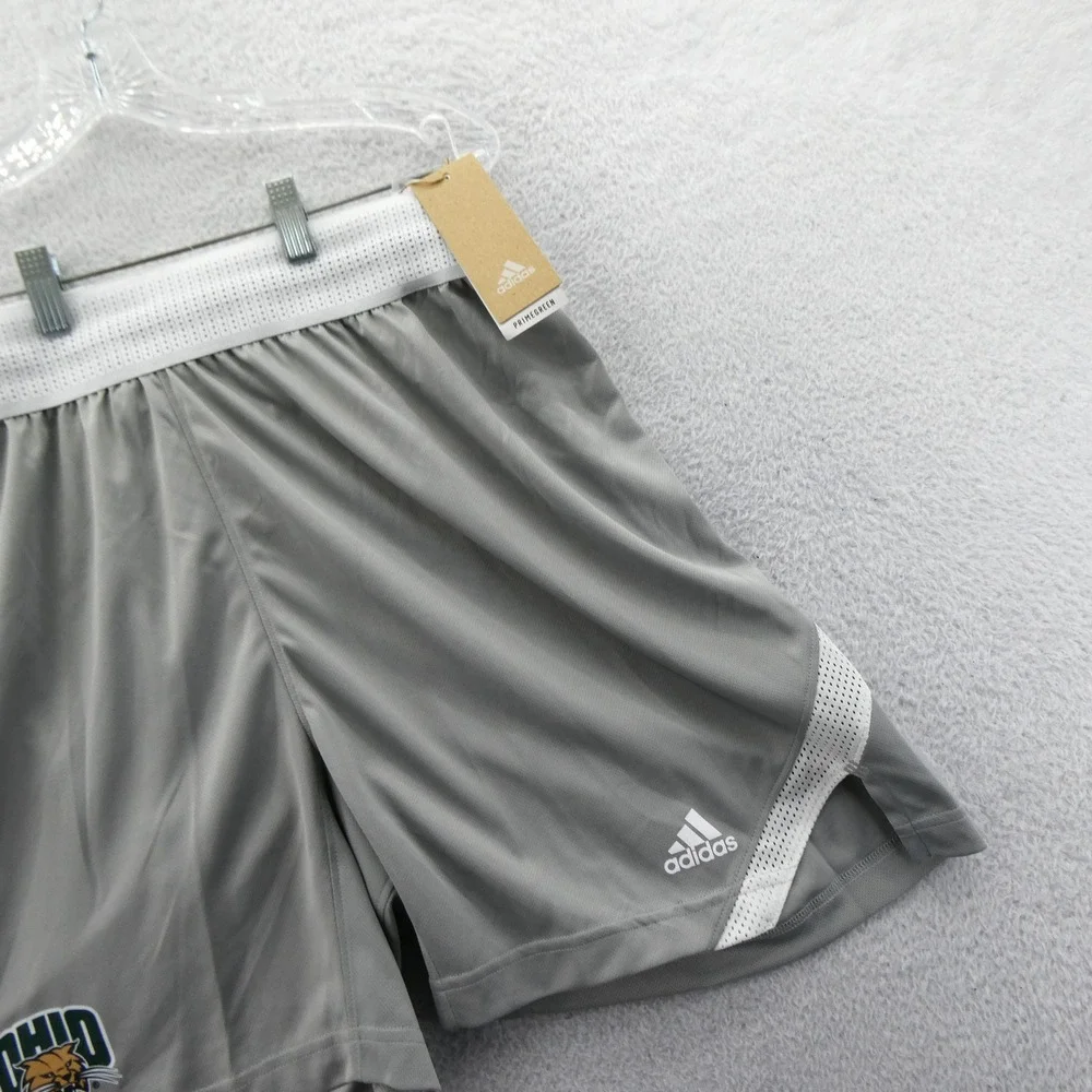 Adidas‎ Shorts Mens Large Ohio Bobcats Gray Primegreen Basketball Athletic Mesh